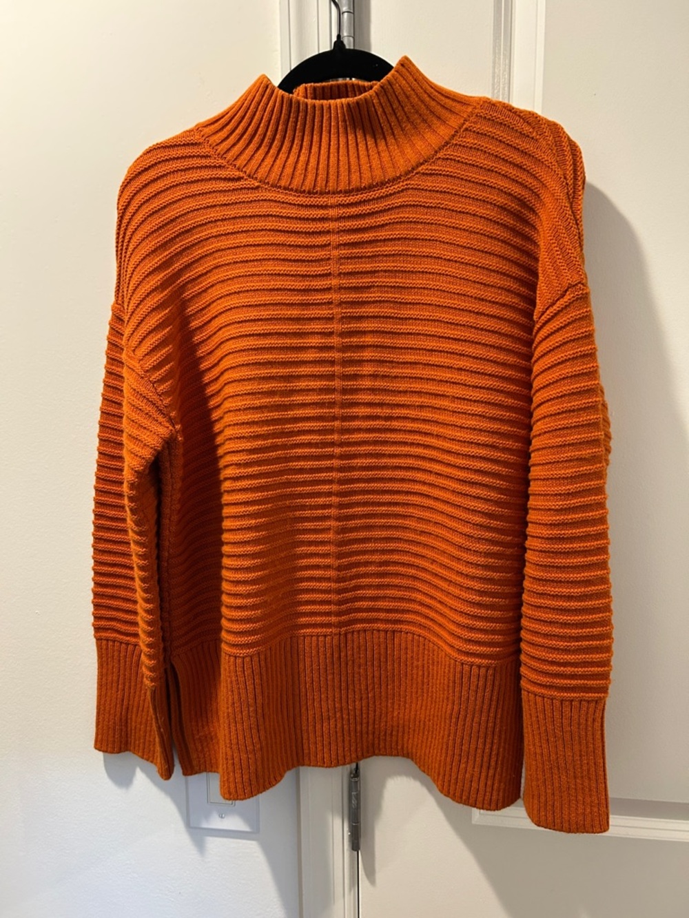 Topshop Bright Orange Ribbed Funnel Neck Sweater